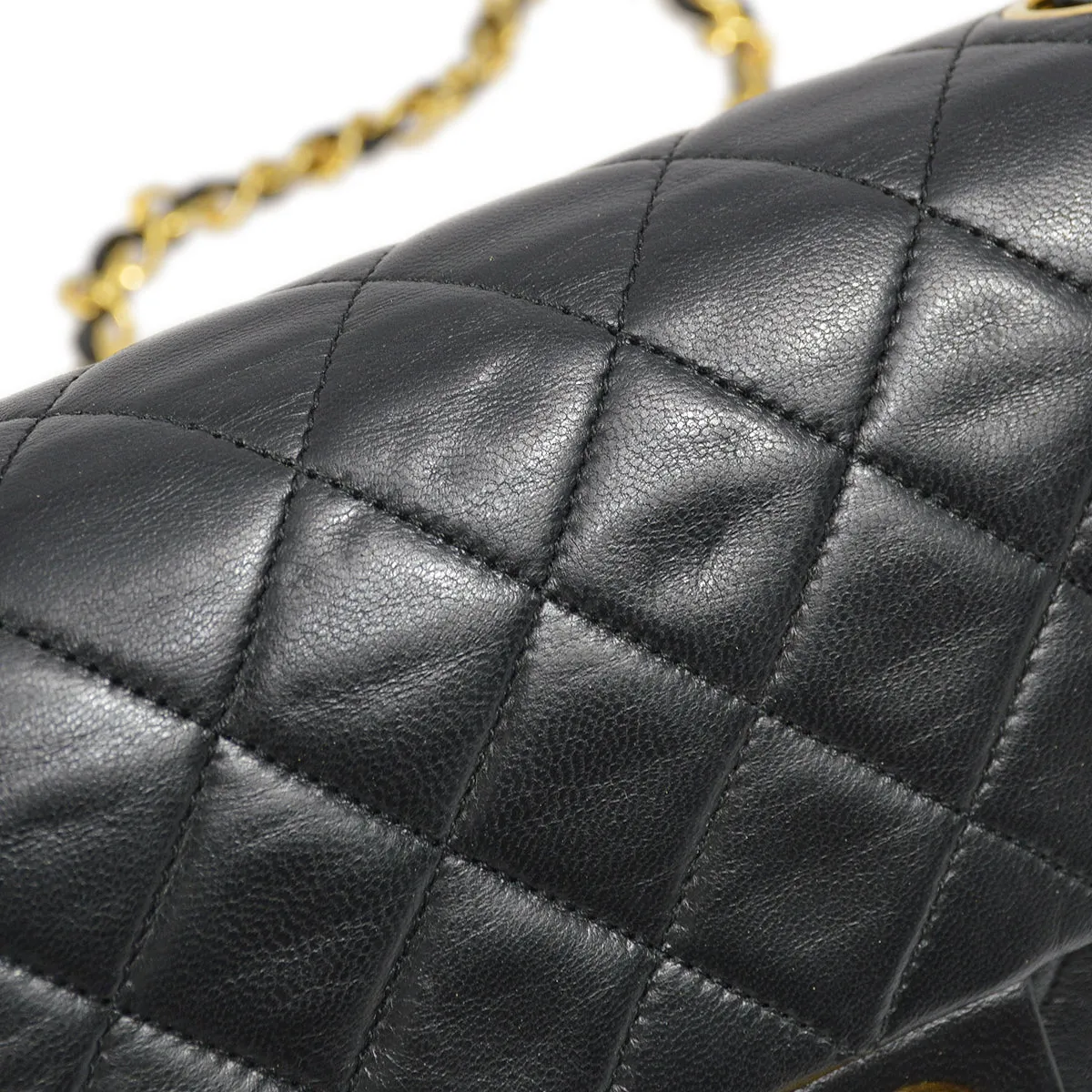 Chanel Black Lambskin Classic Square Flap Shoulder Bag 20
