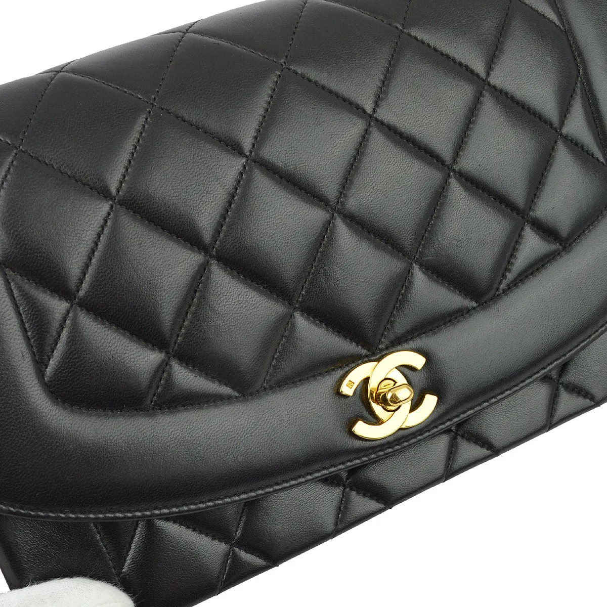 Chanel Black Lambskin Medium Diana Shoulder Bag