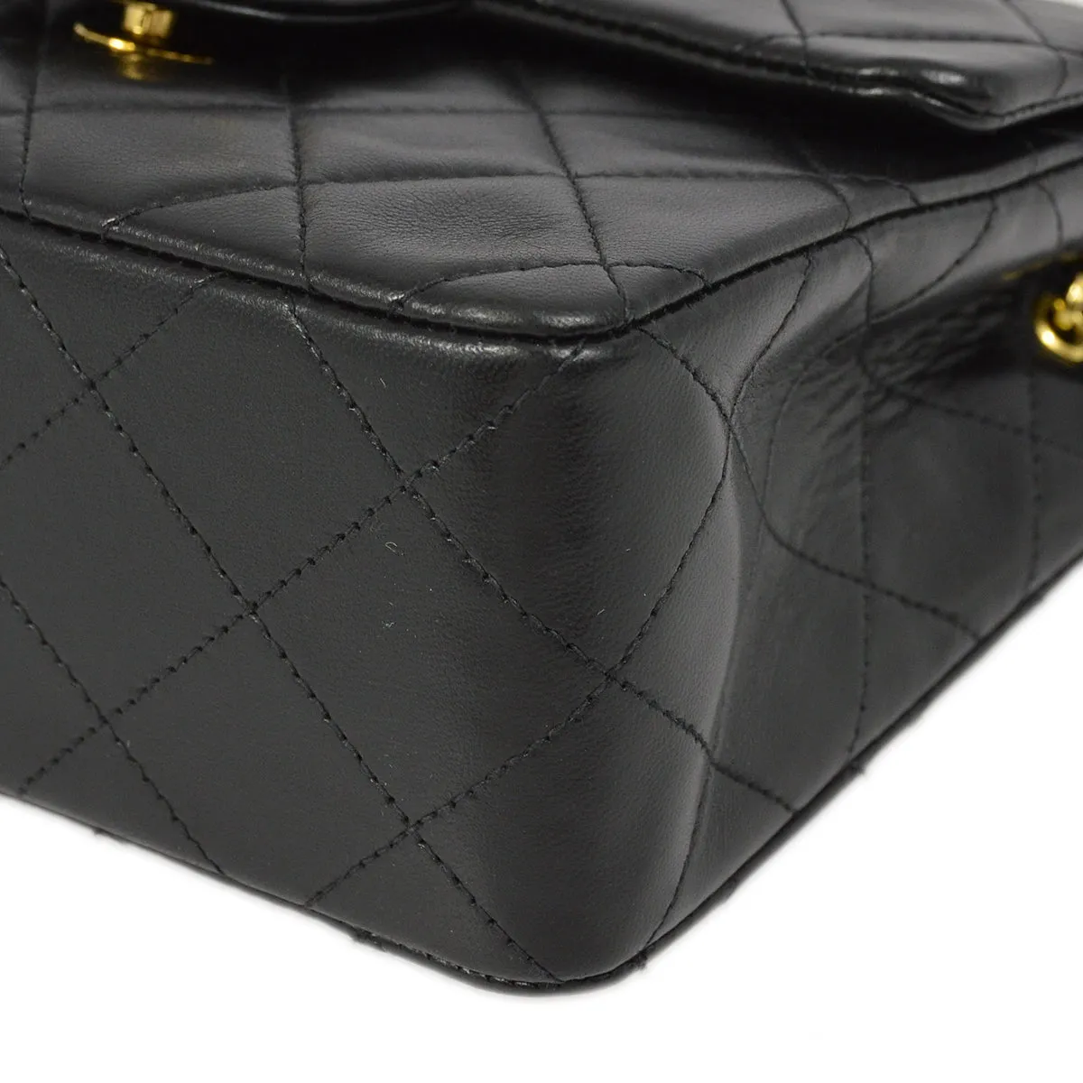 Chanel Black Lambskin Mini Classic Square Flap Shoulder Bag 17