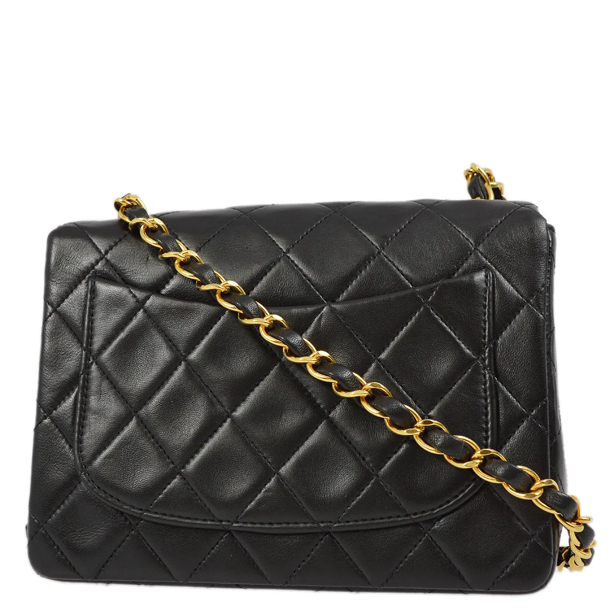 Chanel Black Lambskin Mini Classic Square Flap Shoulder Bag 17