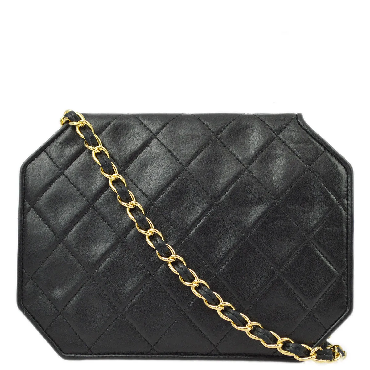 Chanel Black Lambskin Octagon Chain Shoulder Bag