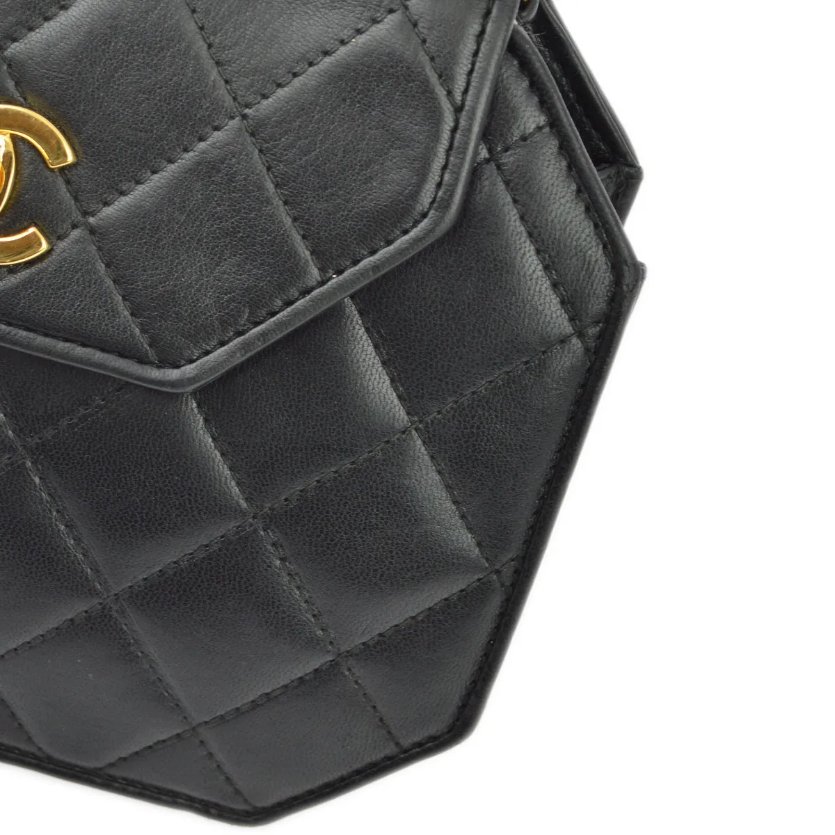 Chanel Black Lambskin Octagon Chain Shoulder Bag