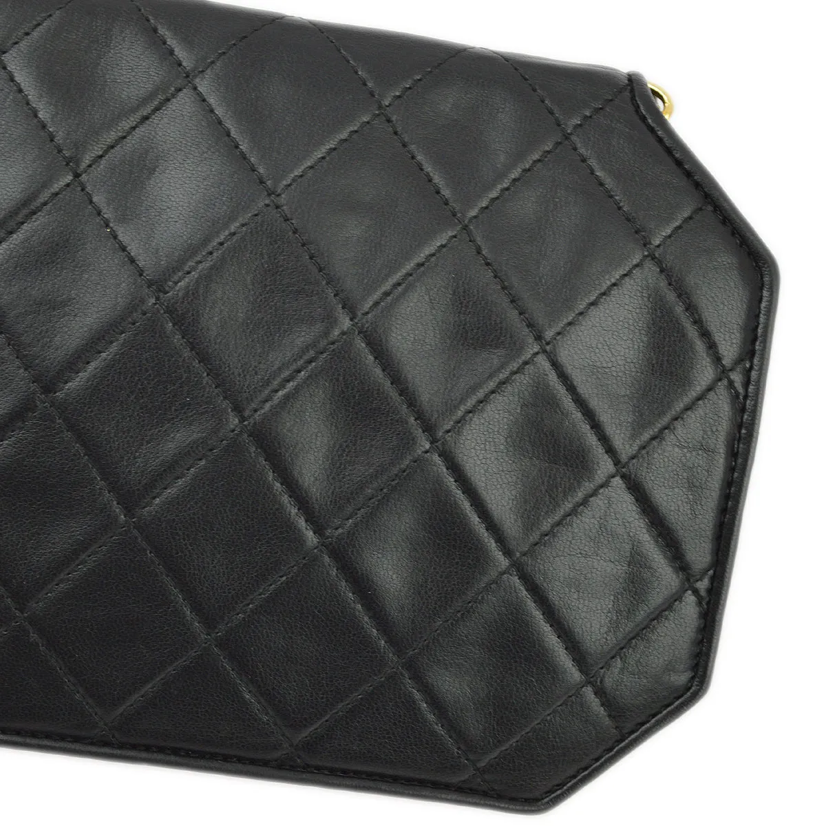 Chanel Black Lambskin Octagon Chain Shoulder Bag