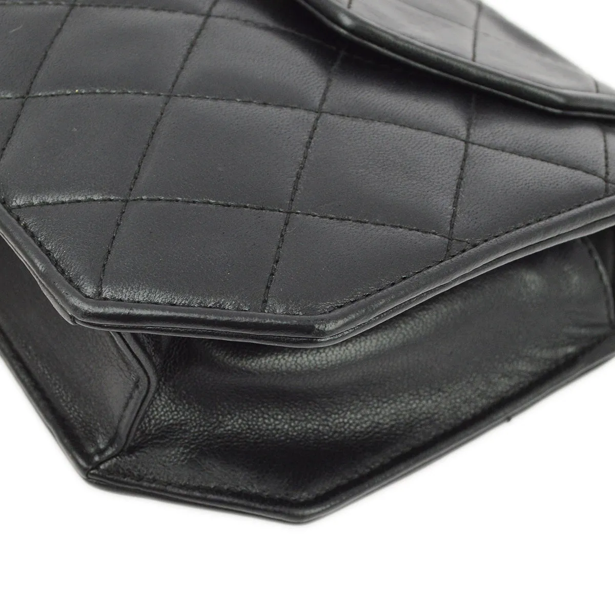 Chanel Black Lambskin Octagon Chain Shoulder Bag