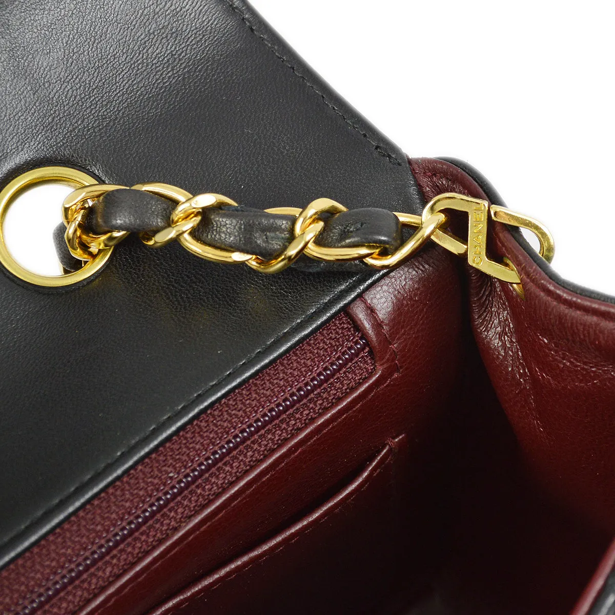 Chanel Black Lambskin Small Diana Shoulder Bag