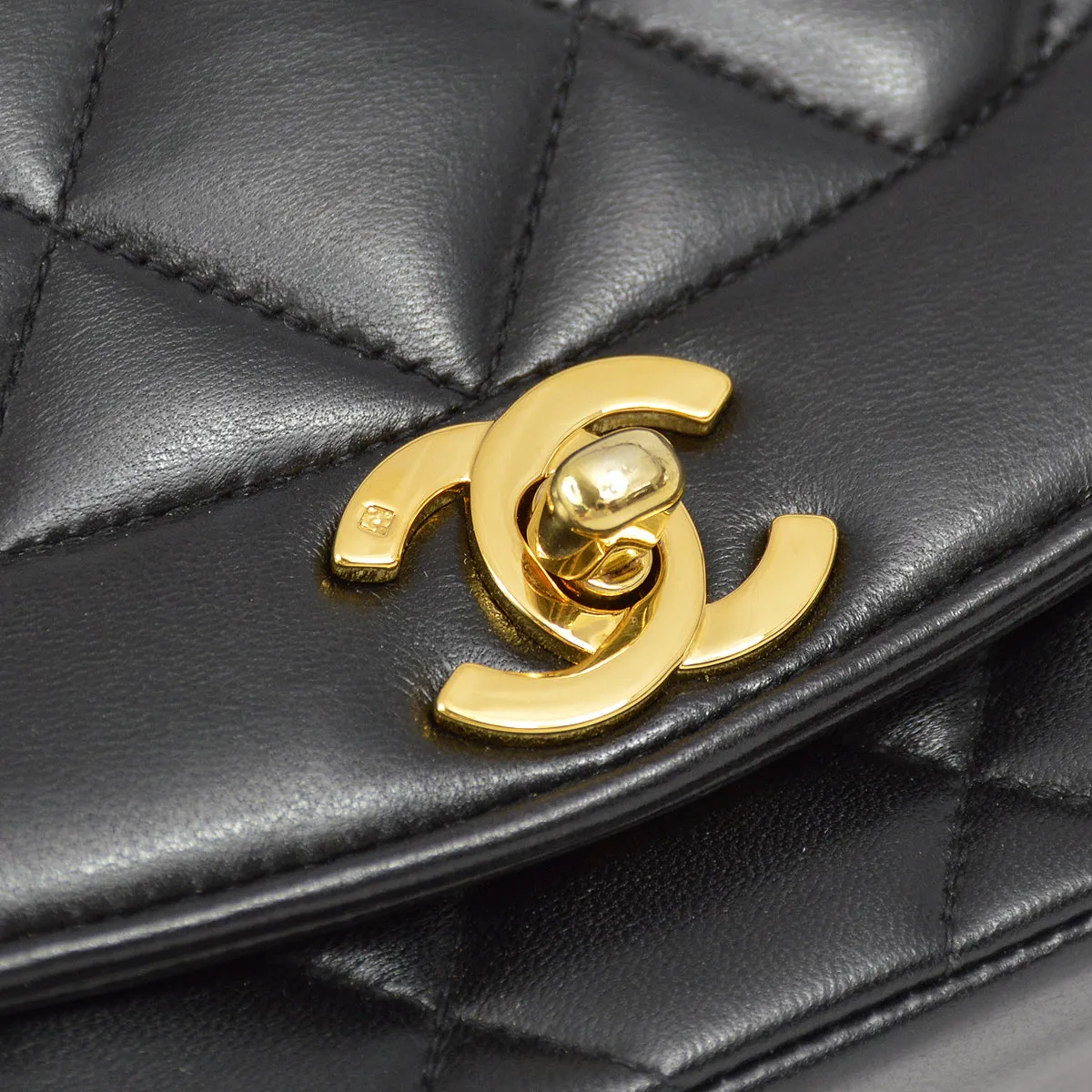 Chanel Black Lambskin Small Diana Shoulder Bag