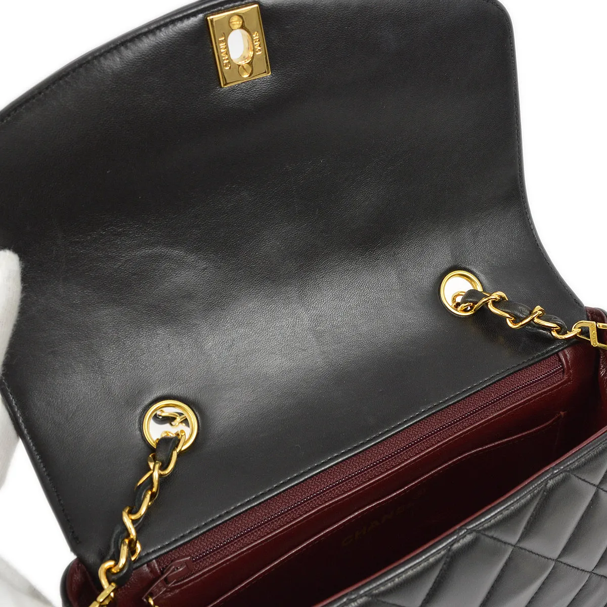 Chanel Black Lambskin Small Diana Shoulder Bag