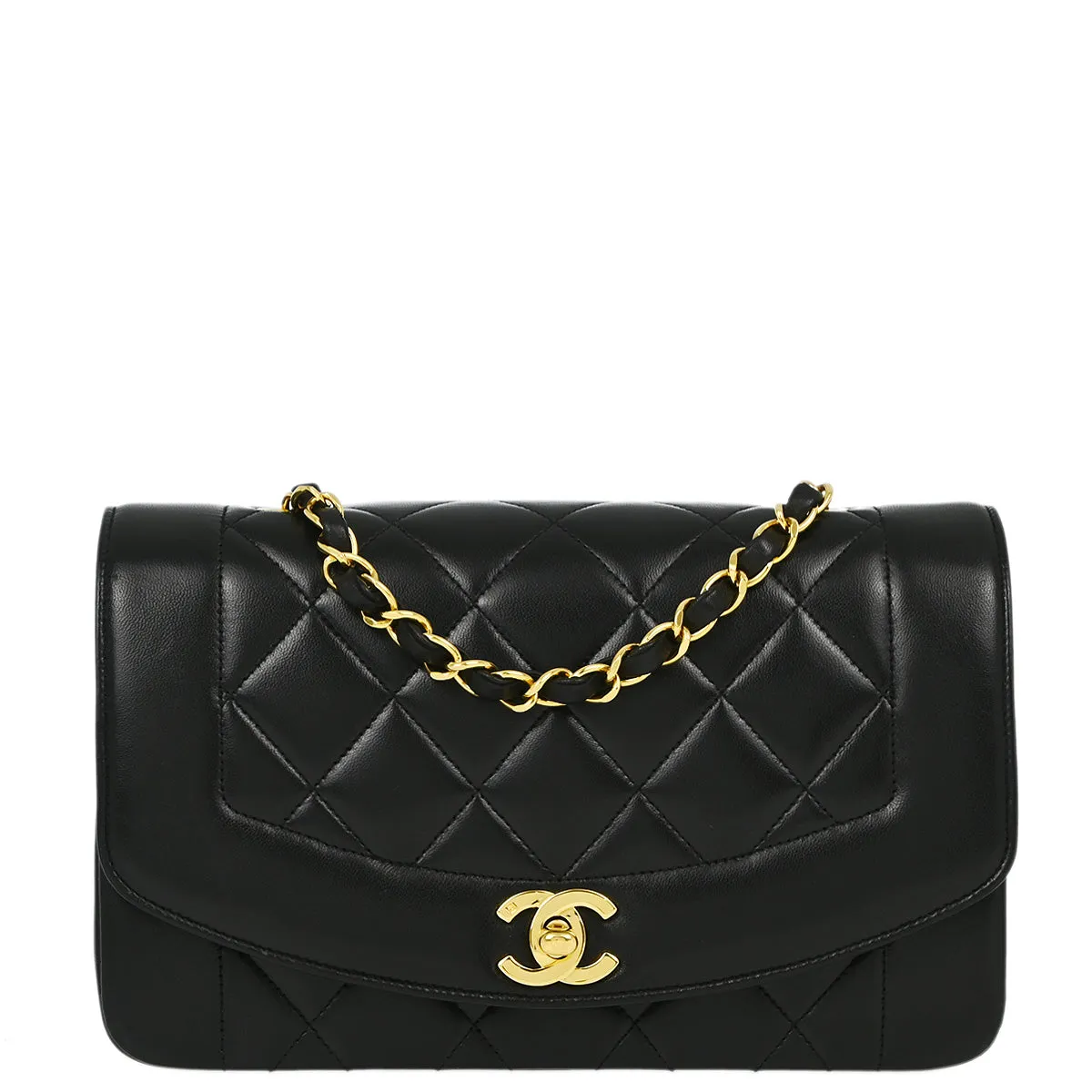 Chanel Black Lambskin Small Diana Shoulder Bag