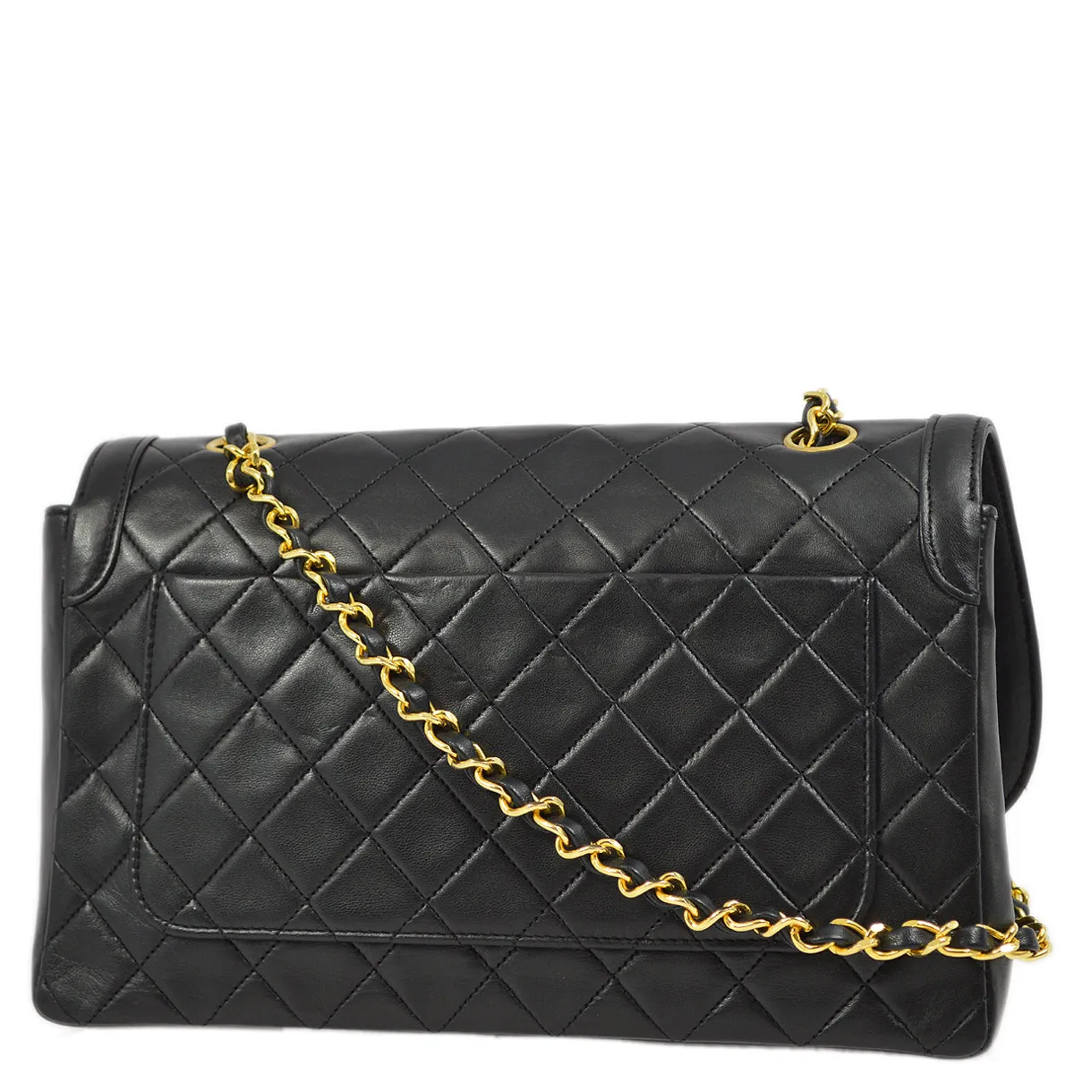 Chanel Black Lambskin Straight Flap Shoulder Bag