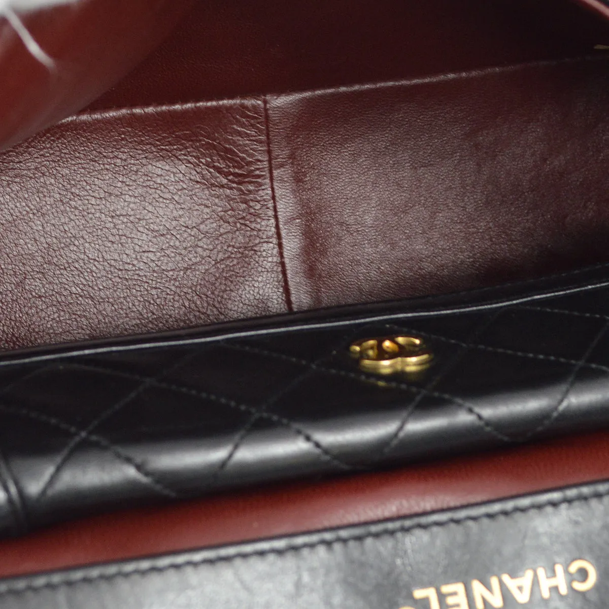 Chanel Black Lambskin Straight Flap Shoulder Bag
