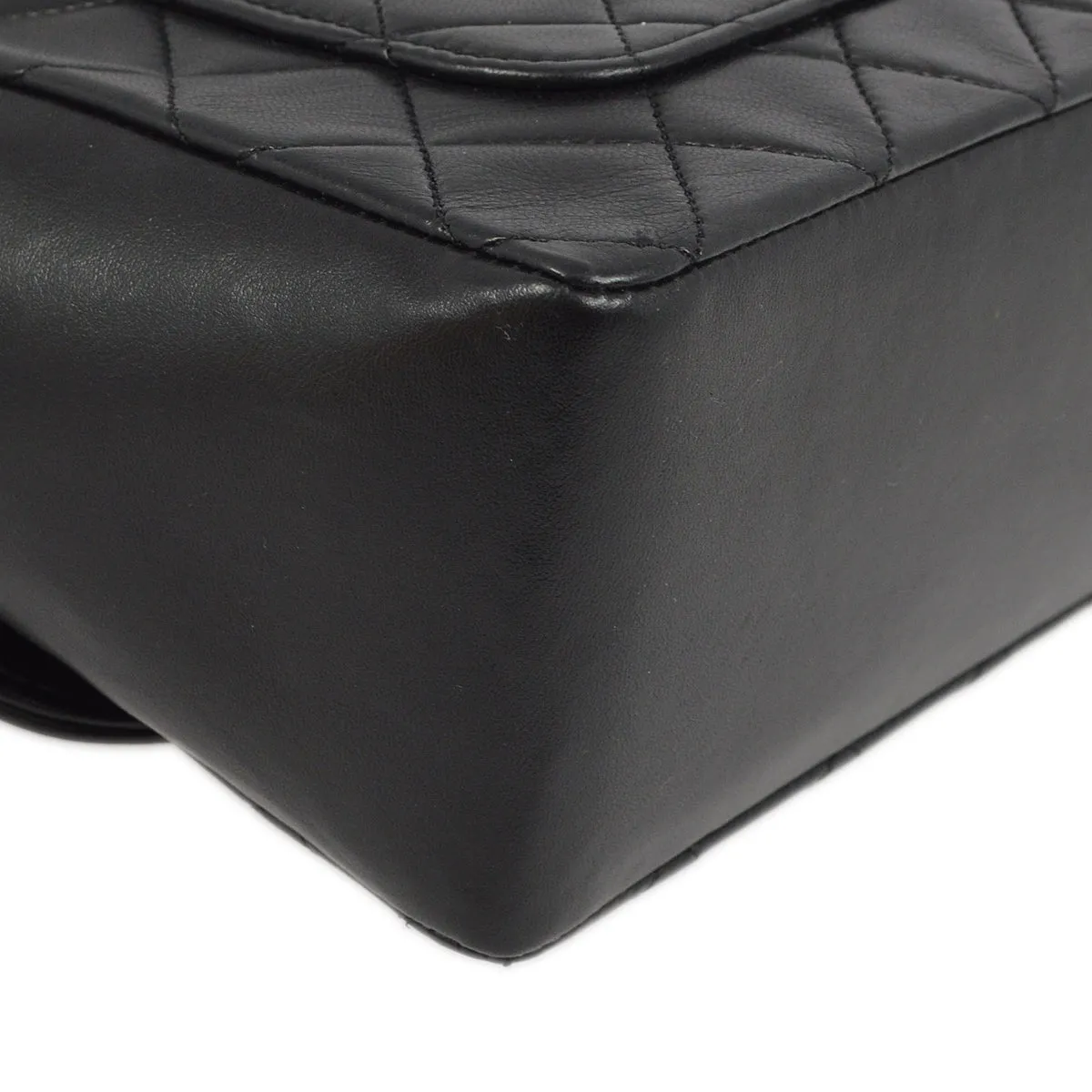 Chanel Black Lambskin Straight Flap Shoulder Bag