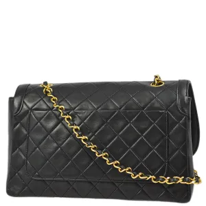 Chanel Black Lambskin Straight Flap Shoulder Bag