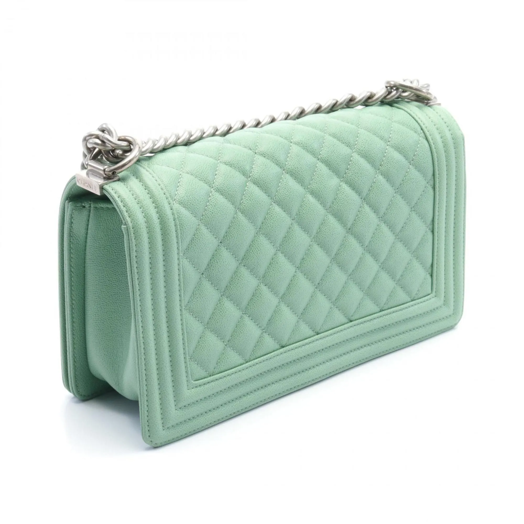 CHANEL Boy Chanel Shoulder Bag Caviar Skin Women's Green