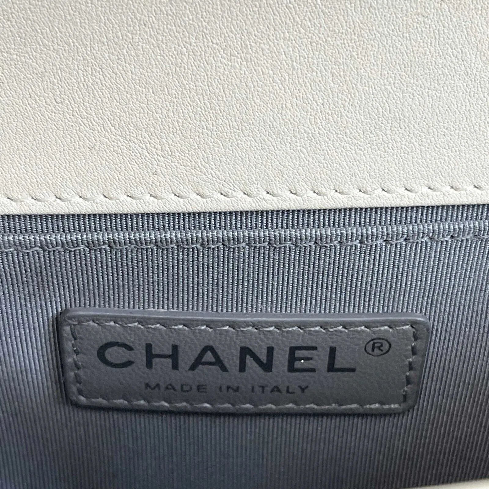 CHANEL Boy Flap Chevron Quilted White Shoulder Bag Mini