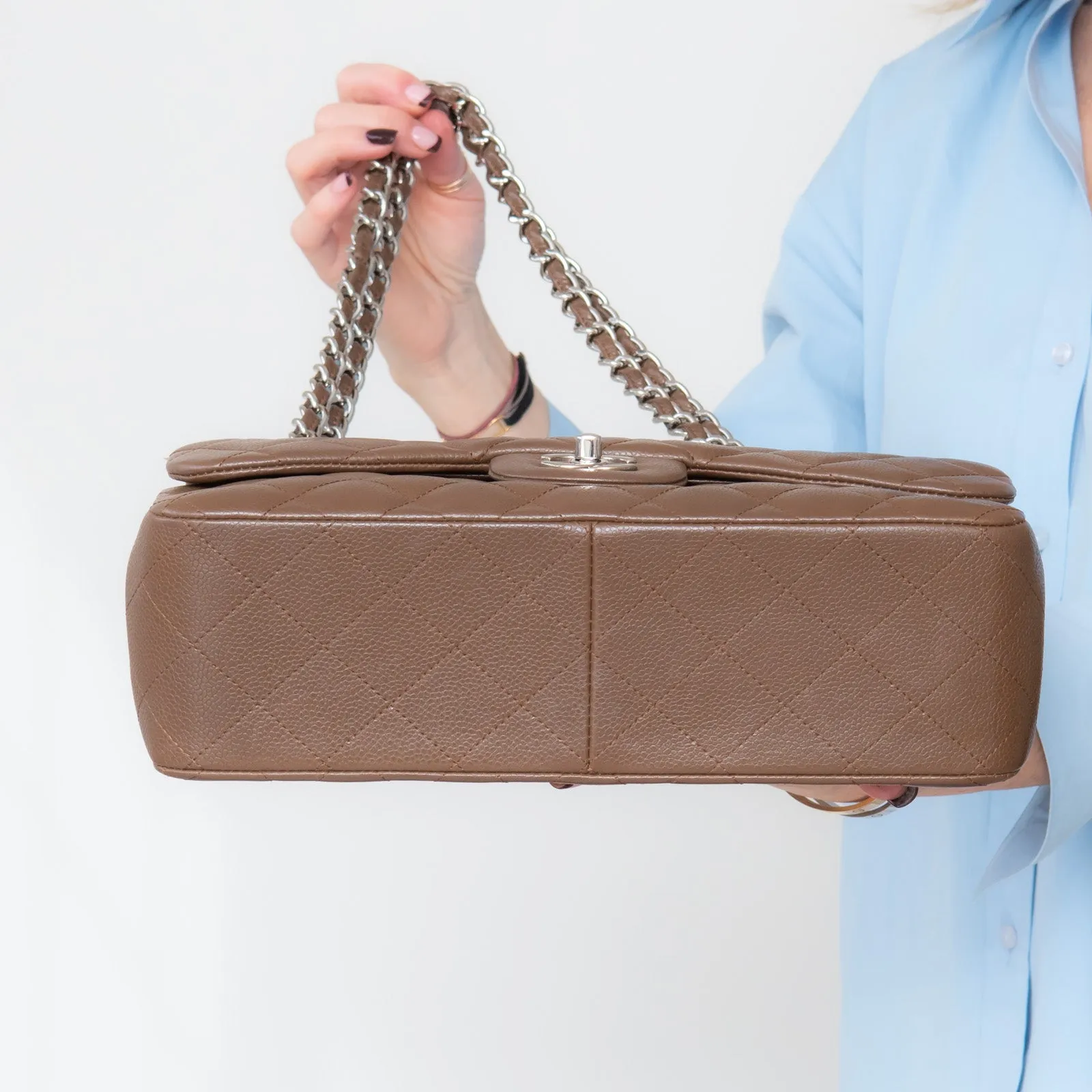 Chanel Brown Double Flap Jumbo Bag