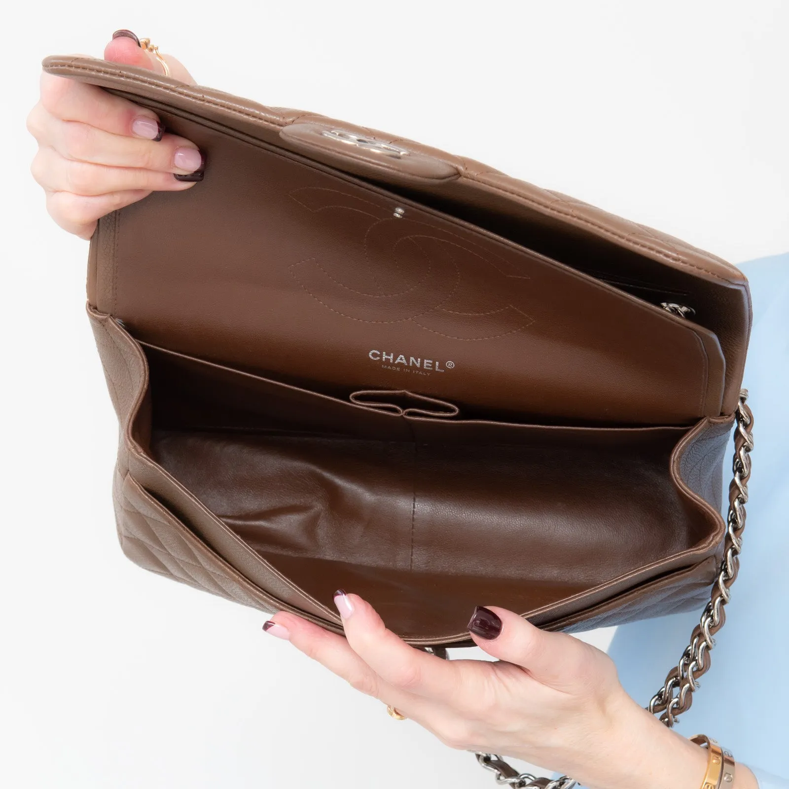 Chanel Brown Double Flap Jumbo Bag