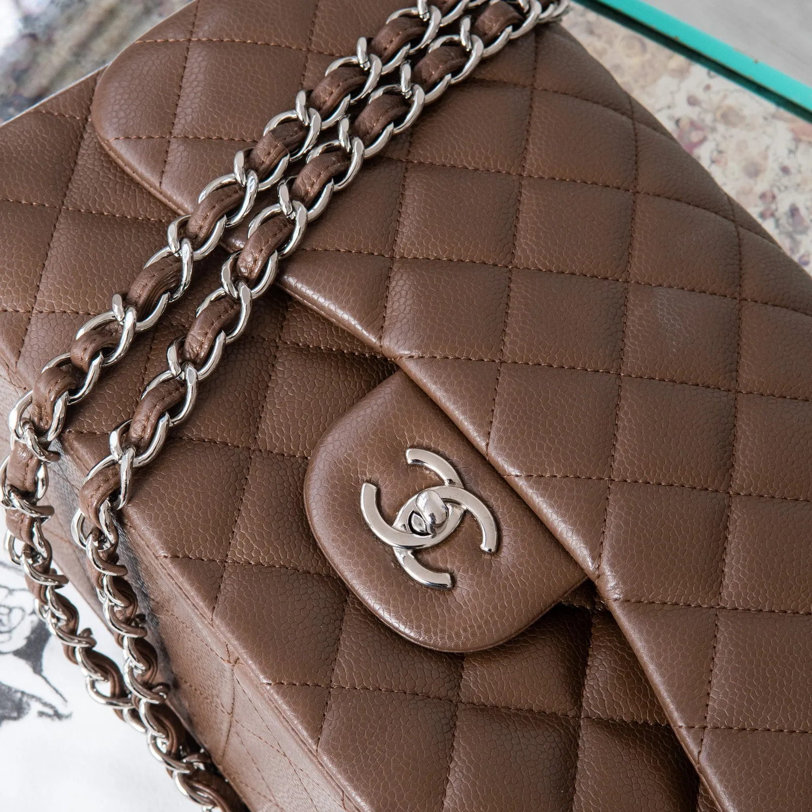 Chanel Brown Double Flap Jumbo Bag