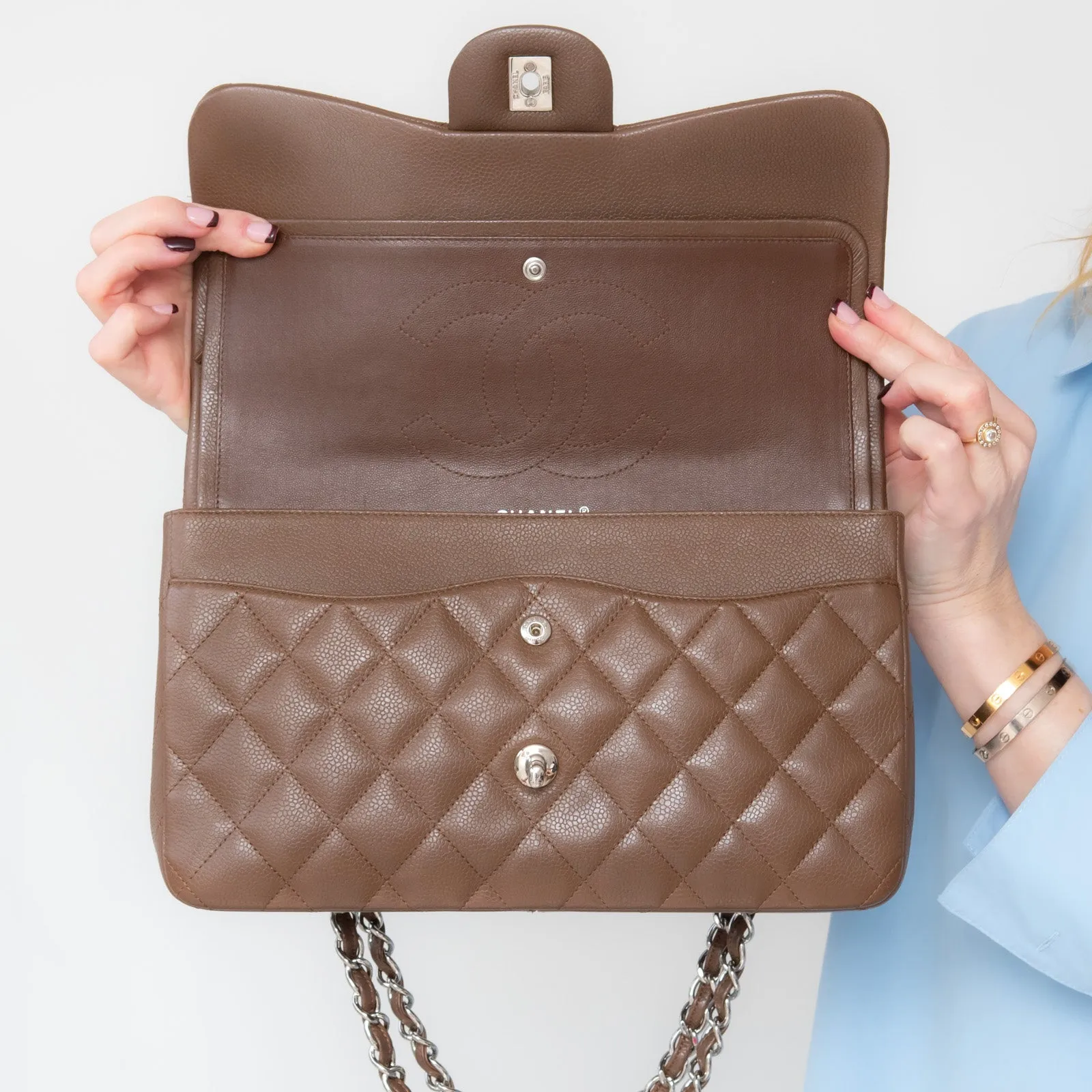 Chanel Brown Double Flap Jumbo Bag
