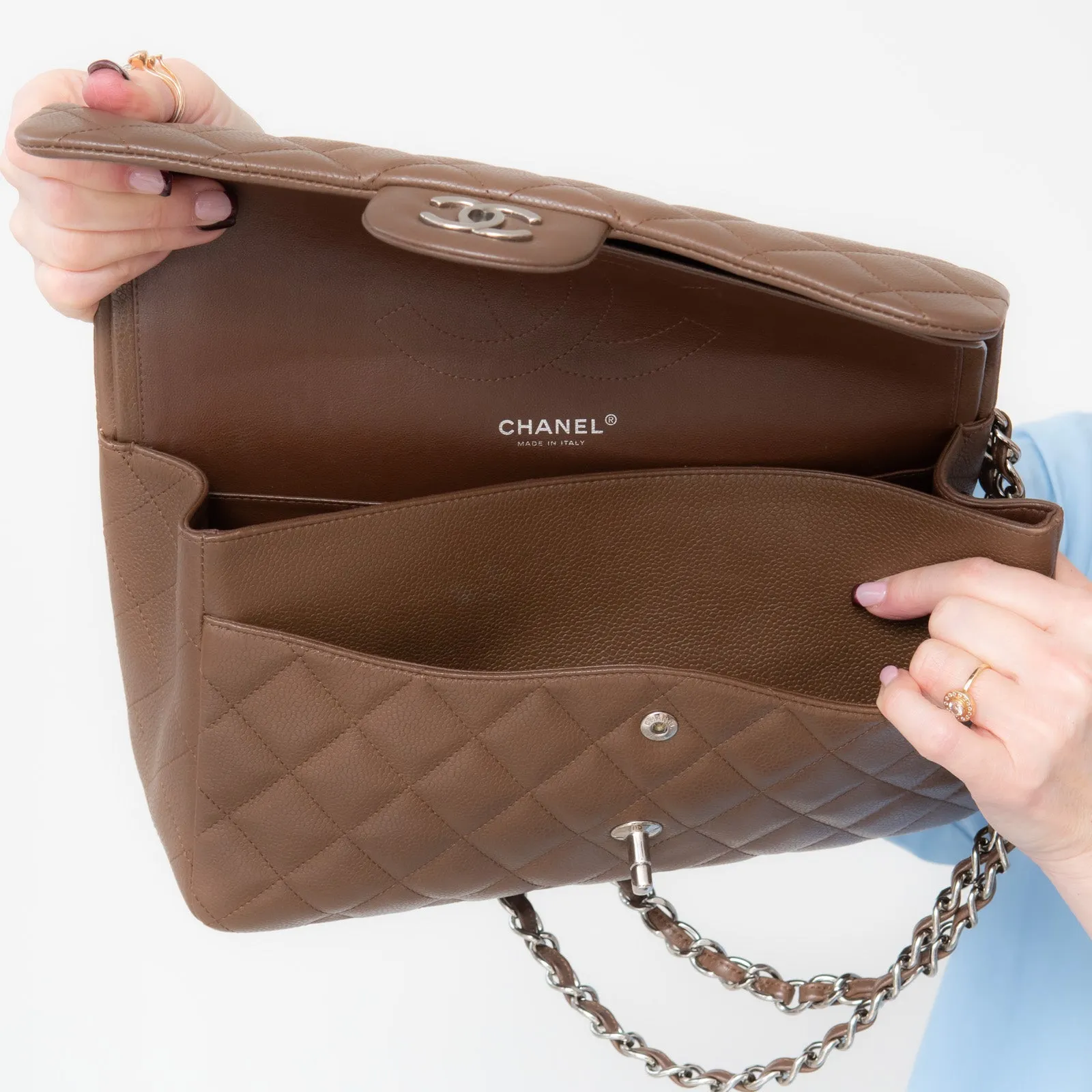 Chanel Brown Double Flap Jumbo Bag