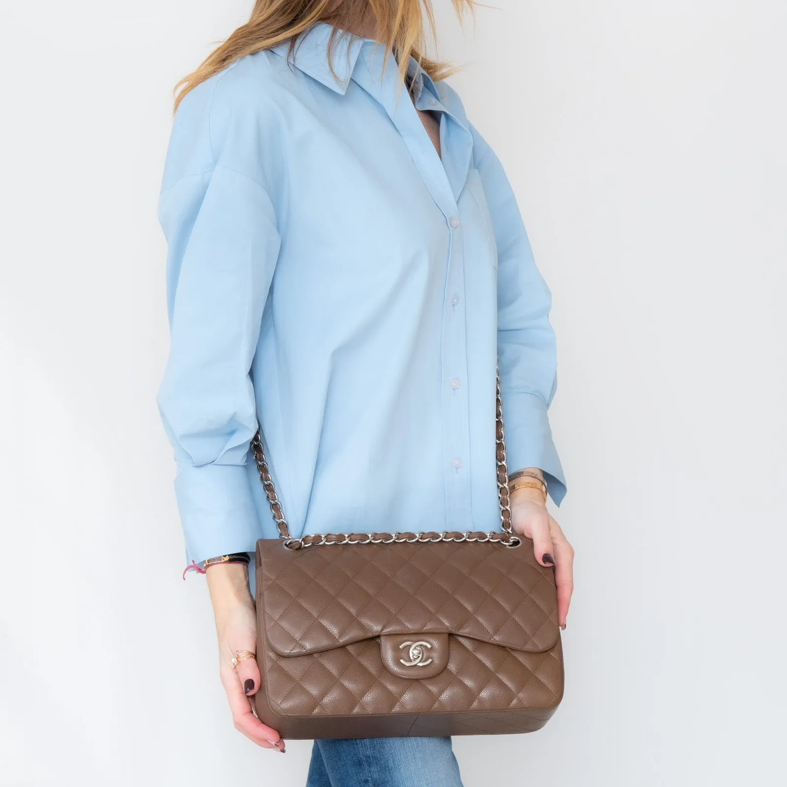 Chanel Brown Double Flap Jumbo Bag