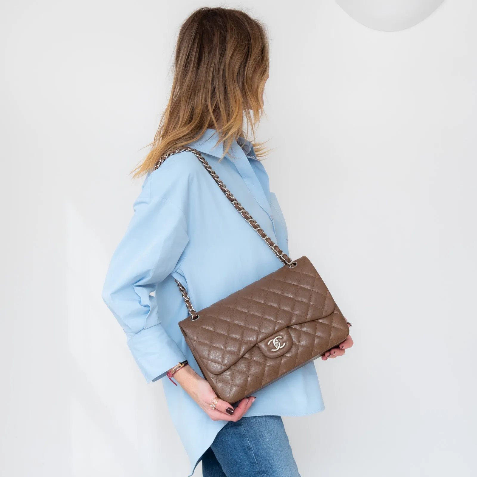 Chanel Brown Double Flap Jumbo Bag