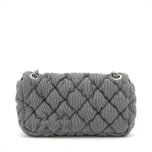 Chanel Bubble Kilt Nylon Chain Shoulder Bag Gr Silver  13th