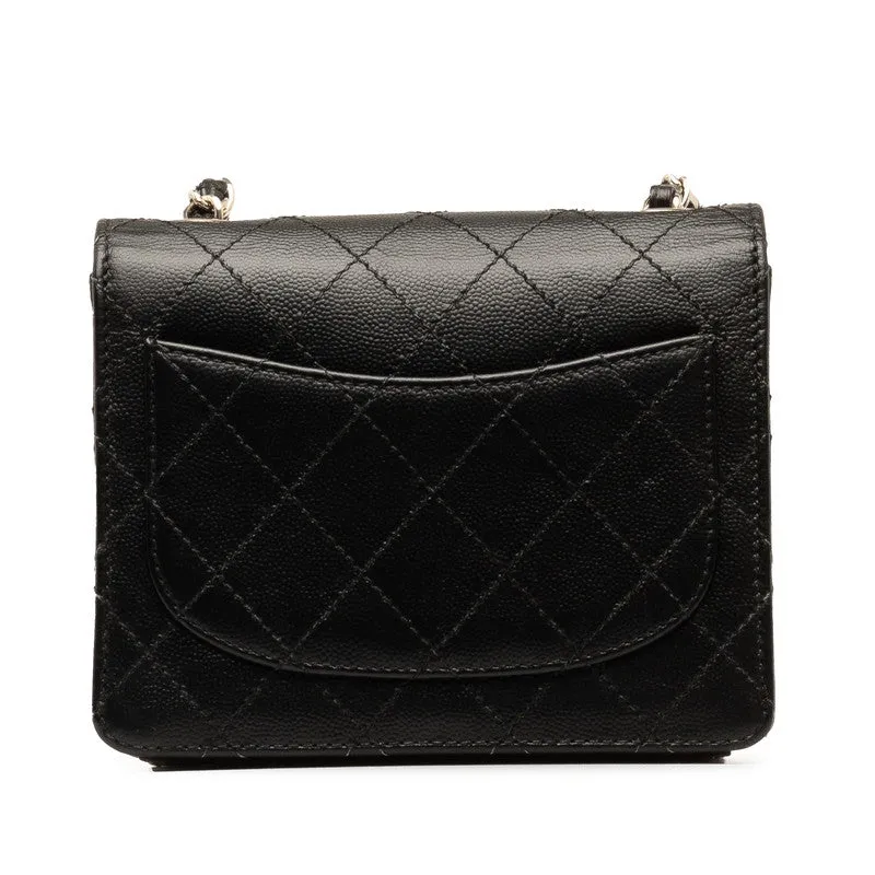 Chanel CC Caviar Mini Classic Crossbody Bag  Leather Shoulder Bag in Good condition