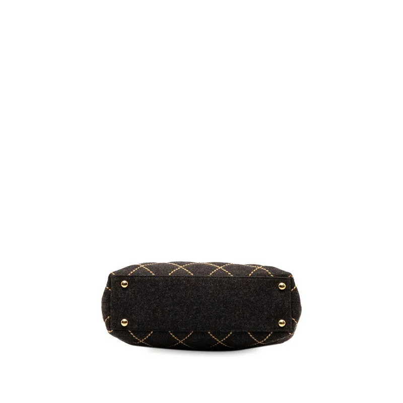 Chanel CC Wild Stitch Chain Tote  Cotton Shoulder Bag in Excellent condition