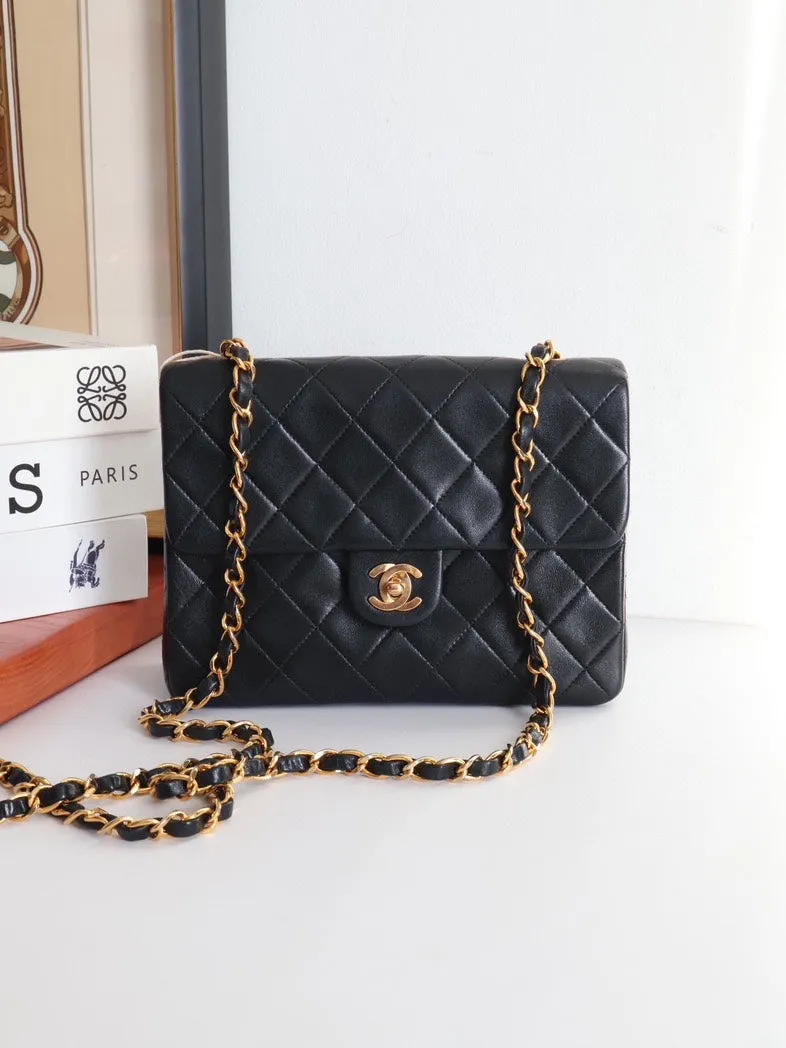 Chanel CF Small Black Leather Chain Shoulder Bag - Preloved #4SanEE