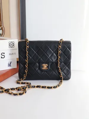 Chanel CF Small Black Leather Chain Shoulder Bag - Preloved #4SanEE