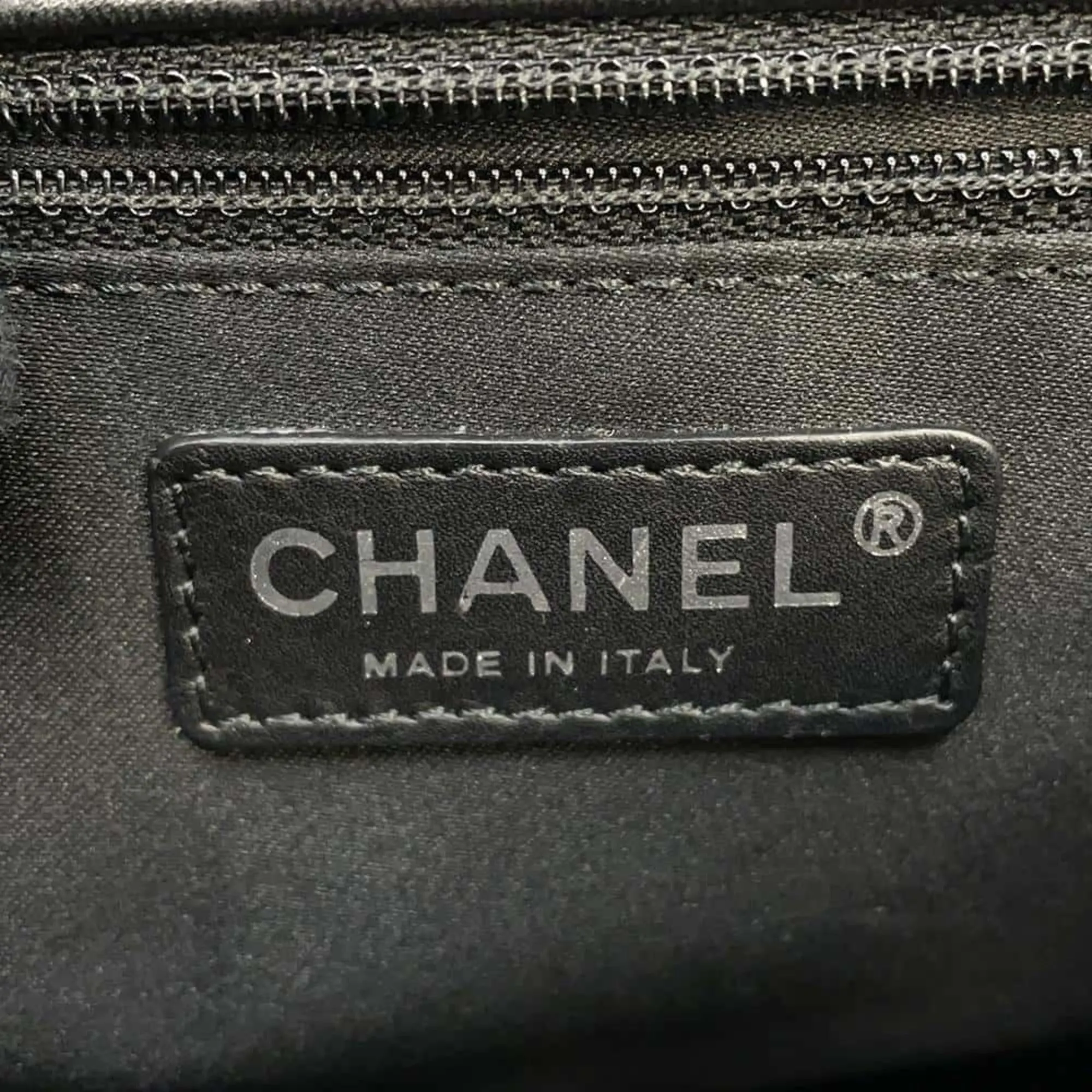 Chanel Chain Shoulder Bag Coco Mark Patchwork Tweed Lambskin CHANEL Black