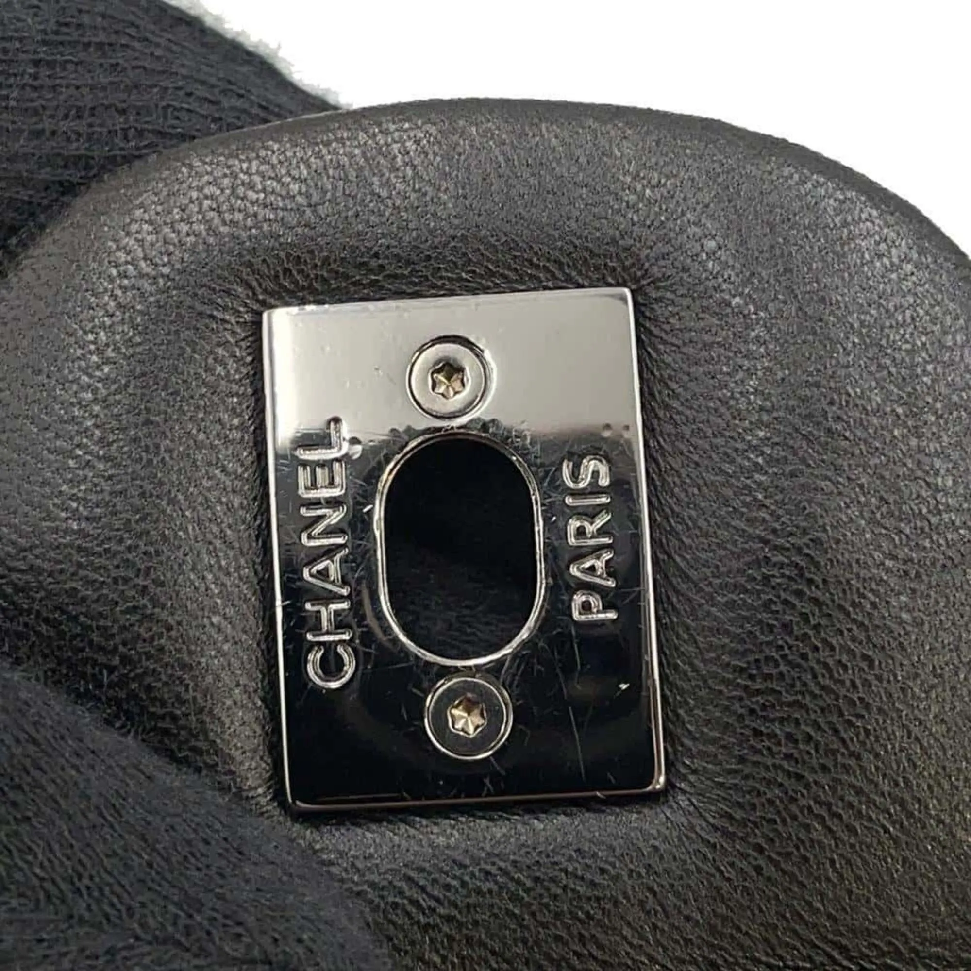 Chanel Chain Shoulder Bag Coco Mark Patchwork Tweed Lambskin CHANEL Black
