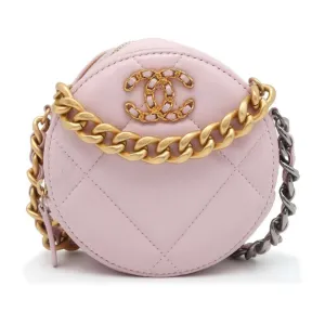 Chanel Chain Shoulder Bag Round Matelasse Coco Mark Lambskin AP0945