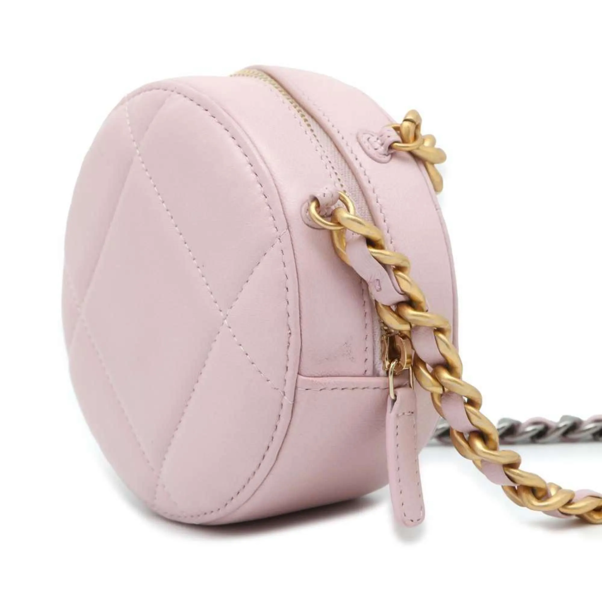 Chanel Chain Shoulder Bag Round Matelasse Coco Mark Lambskin AP0945