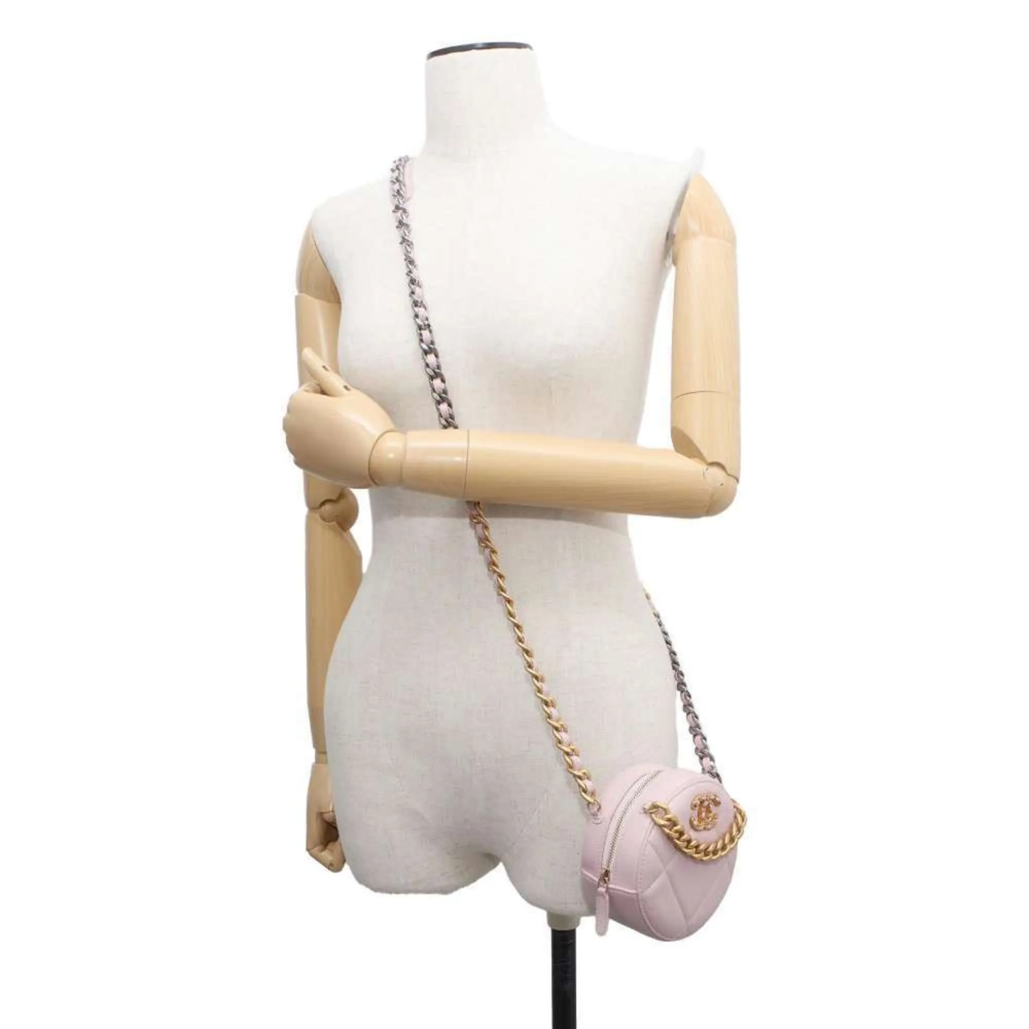 Chanel Chain Shoulder Bag Round Matelasse Coco Mark Lambskin AP0945