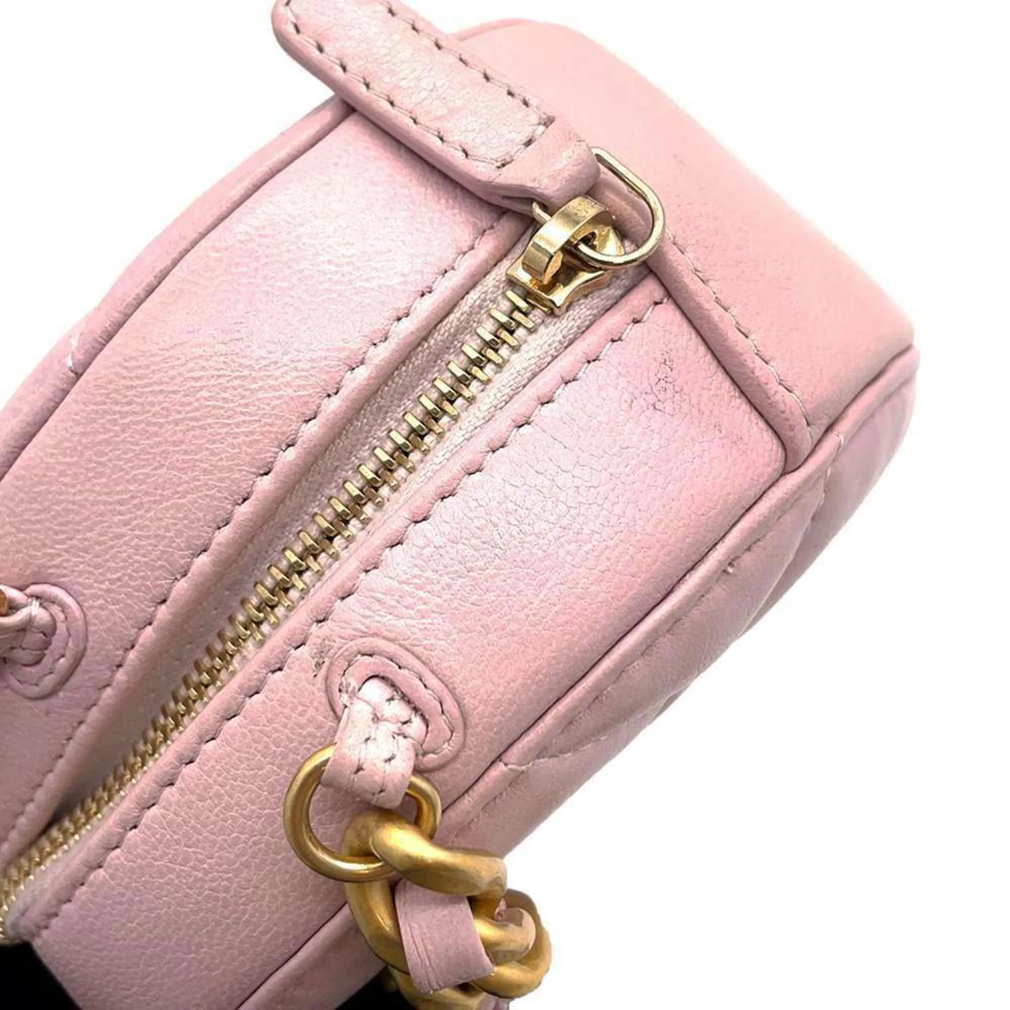 Chanel Chain Shoulder Bag Round Matelasse Coco Mark Lambskin AP0945