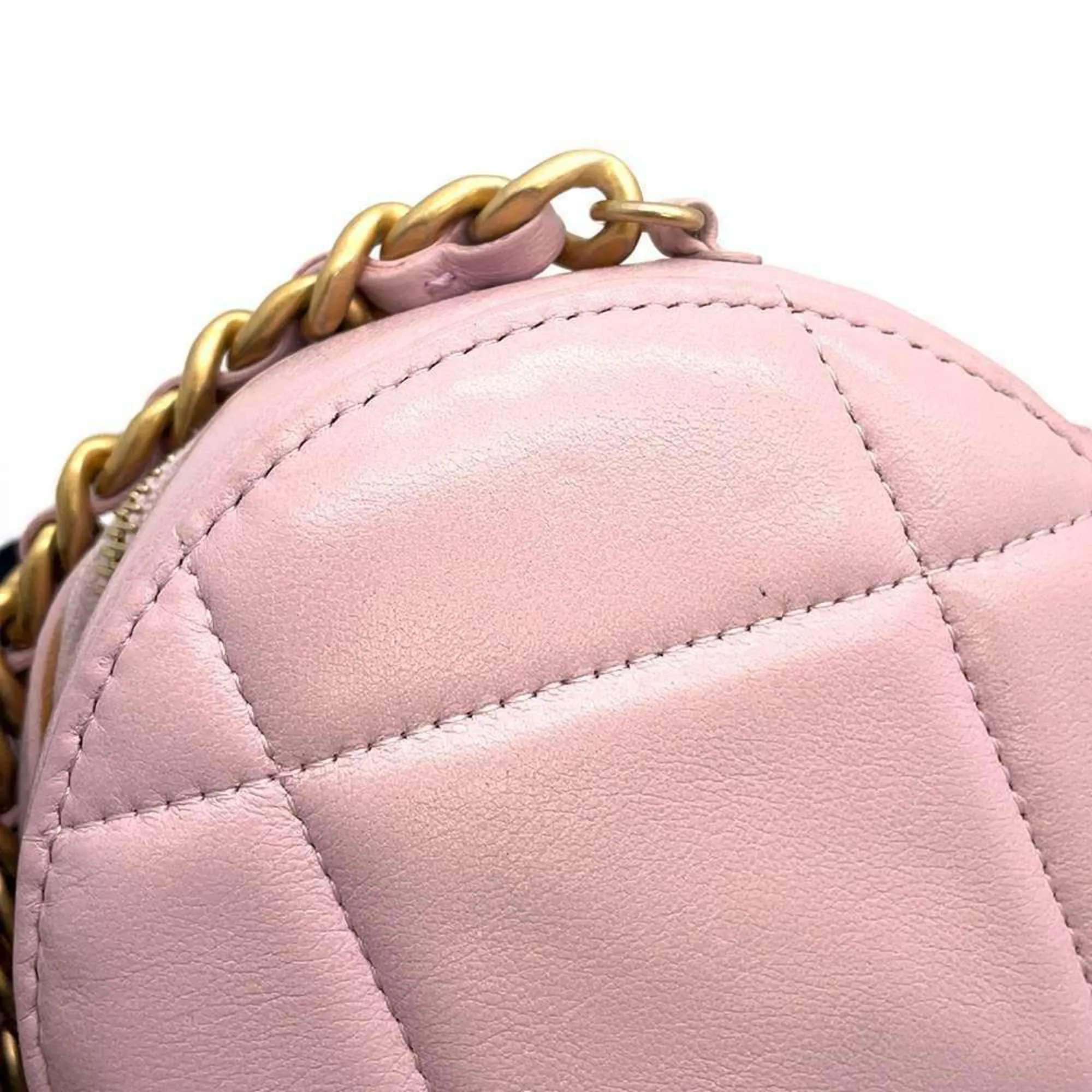 Chanel Chain Shoulder Bag Round Matelasse Coco Mark Lambskin AP0945
