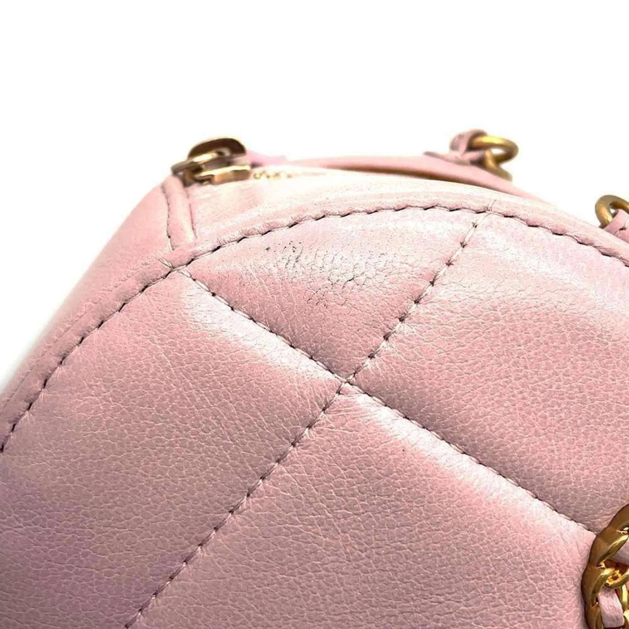 Chanel Chain Shoulder Bag Round Matelasse Coco Mark Lambskin AP0945