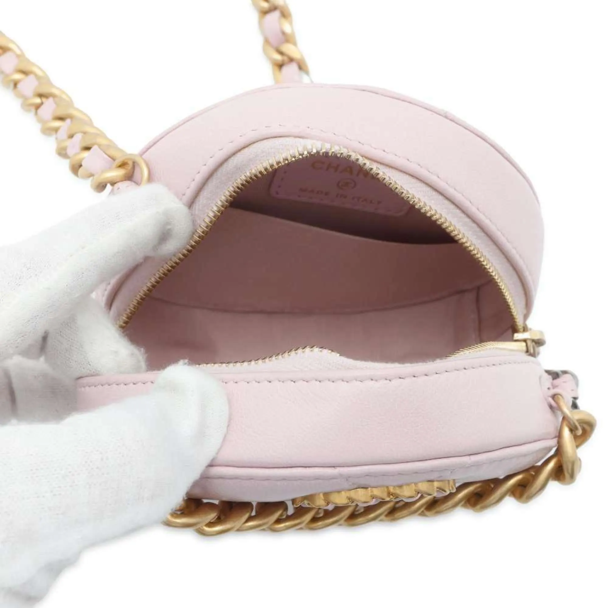 Chanel Chain Shoulder Bag Round Matelasse Coco Mark Lambskin AP0945