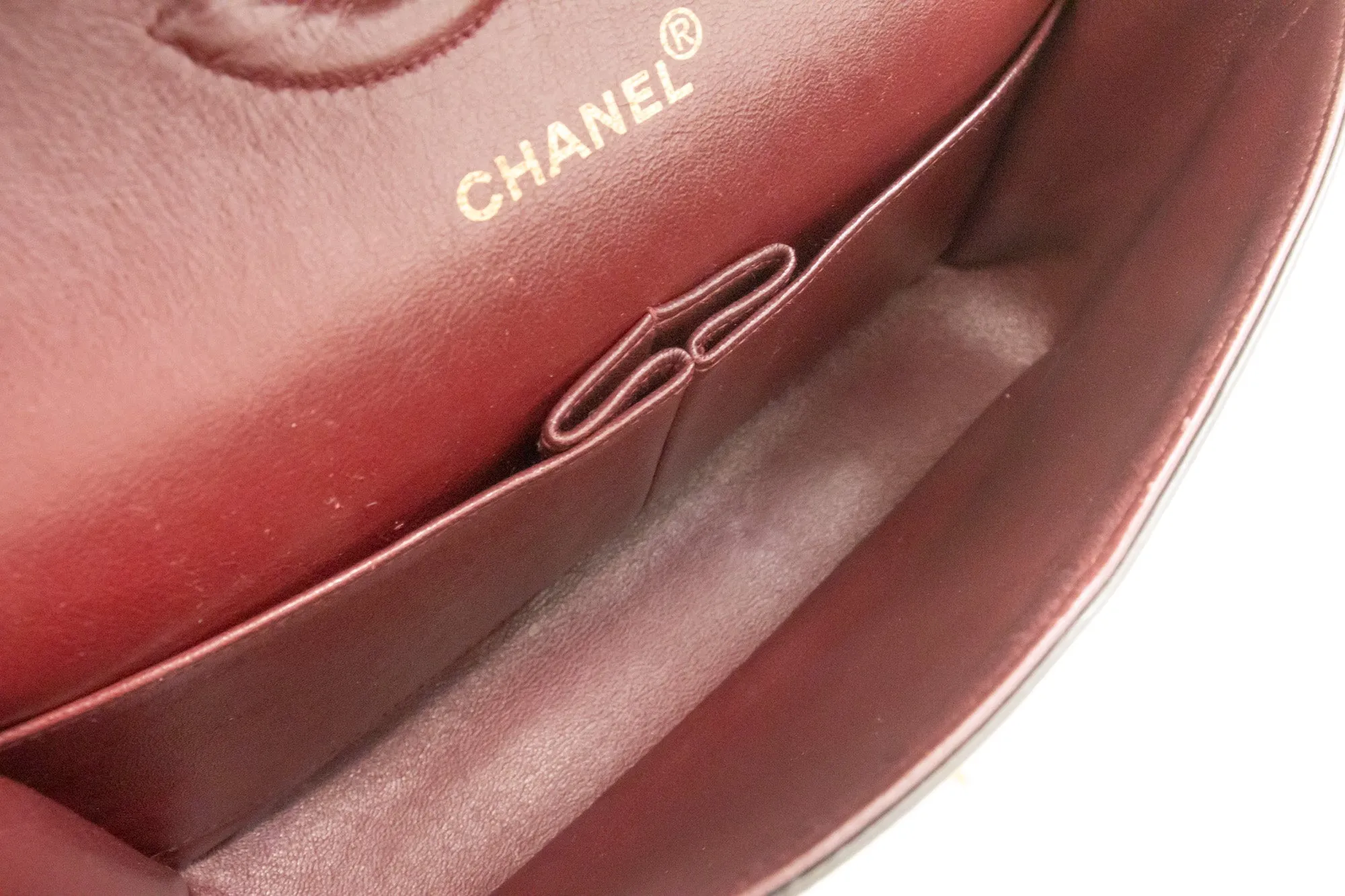 CHANEL Classic Double Flap 10" Chain Shoulder Bag Black Lambskin