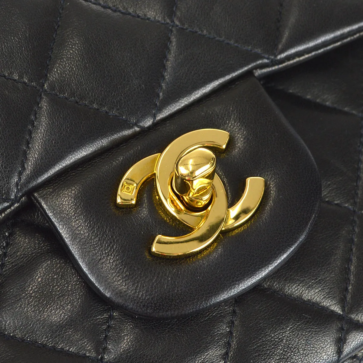 CHANEL Classic Double Flap Medium Shoulder Bag Black Lambskin 67283