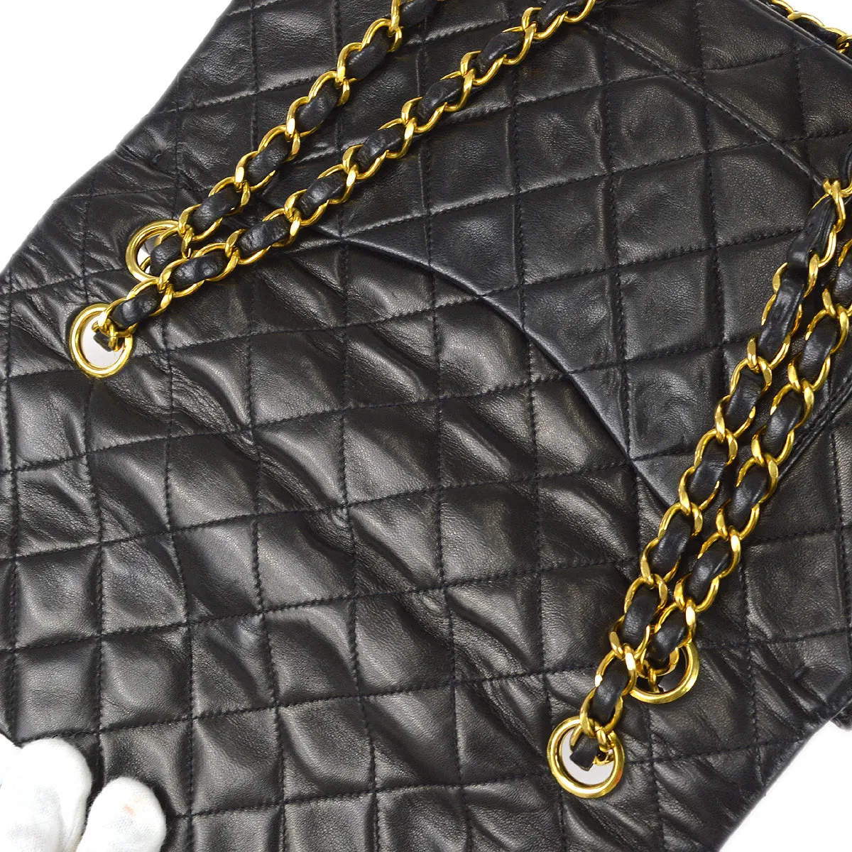 CHANEL Classic Double Flap Medium Shoulder Bag Black Lambskin 67283