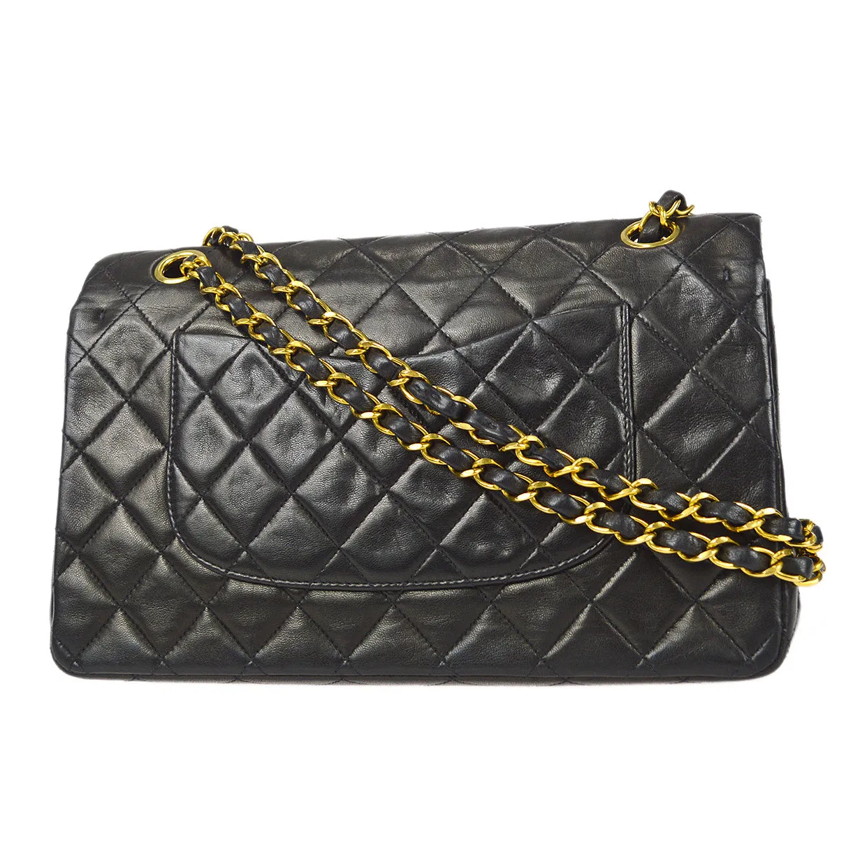 CHANEL Classic Double Flap Medium Shoulder Bag Black Lambskin 67283