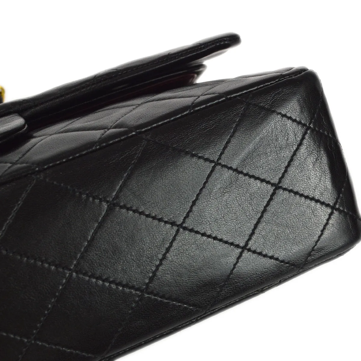 CHANEL Classic Double Medium Shoulder Bag Black Lambskin 97710