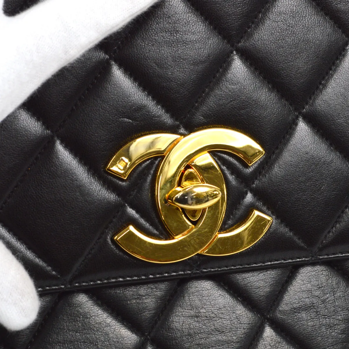 CHANEL Classic Flap Single Chain Shoulder Bag Black Lambskin 58094