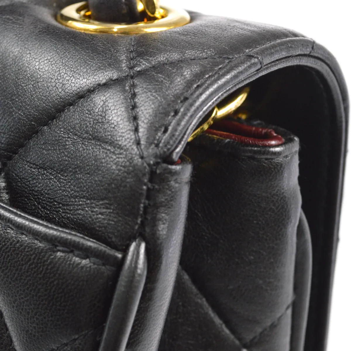 CHANEL Classic Flap Single Chain Shoulder Bag Black Lambskin 58094