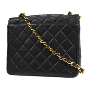 CHANEL Classic Flap Single Chain Shoulder Bag Black Lambskin 58094