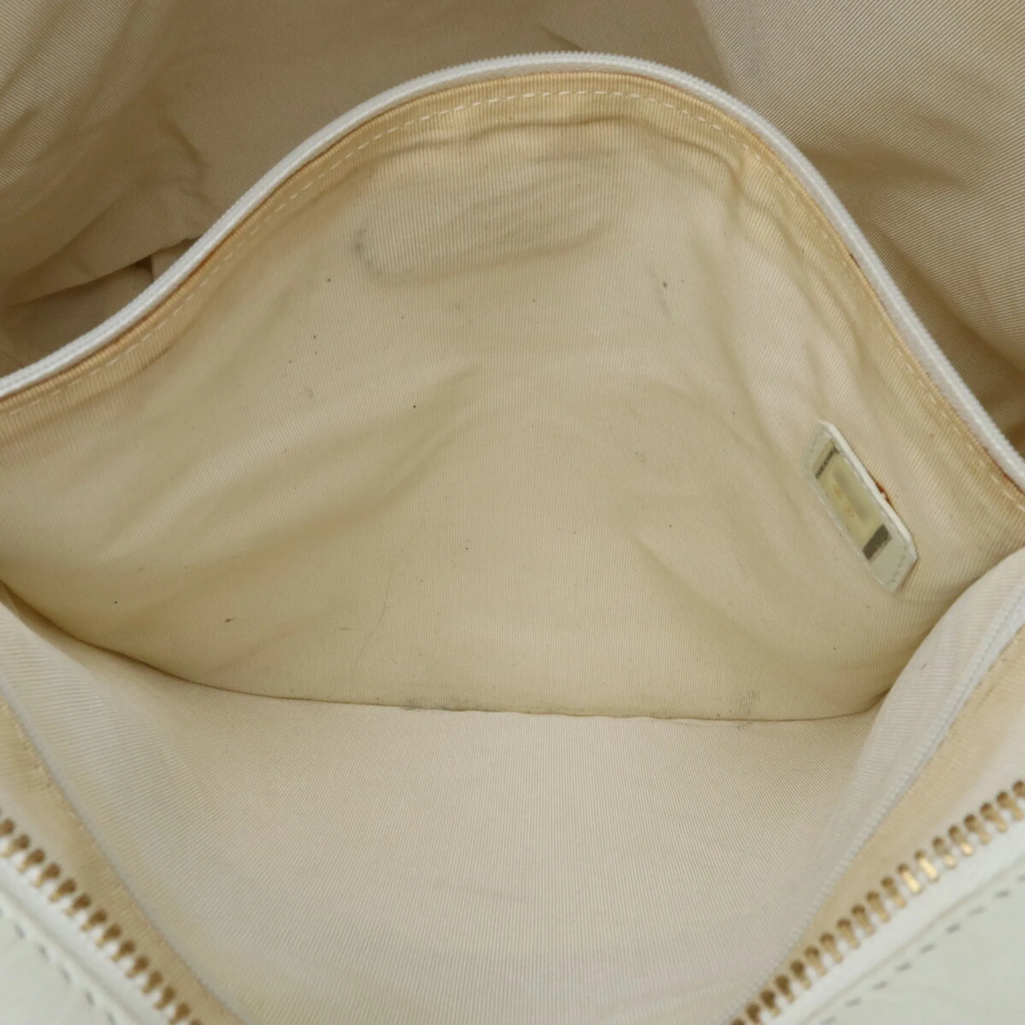 CHANEL Coco Mark Embossed Tote Bag Shoulder Leather White