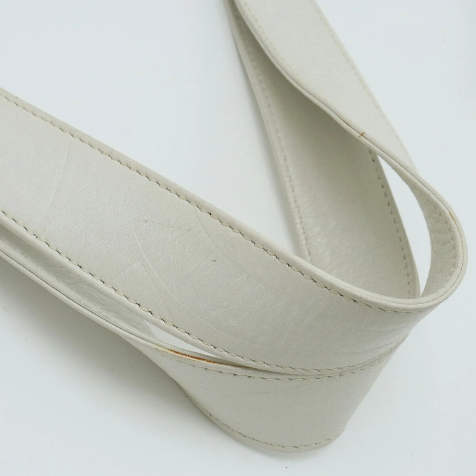 CHANEL Coco Mark Embossed Tote Bag Shoulder Leather White