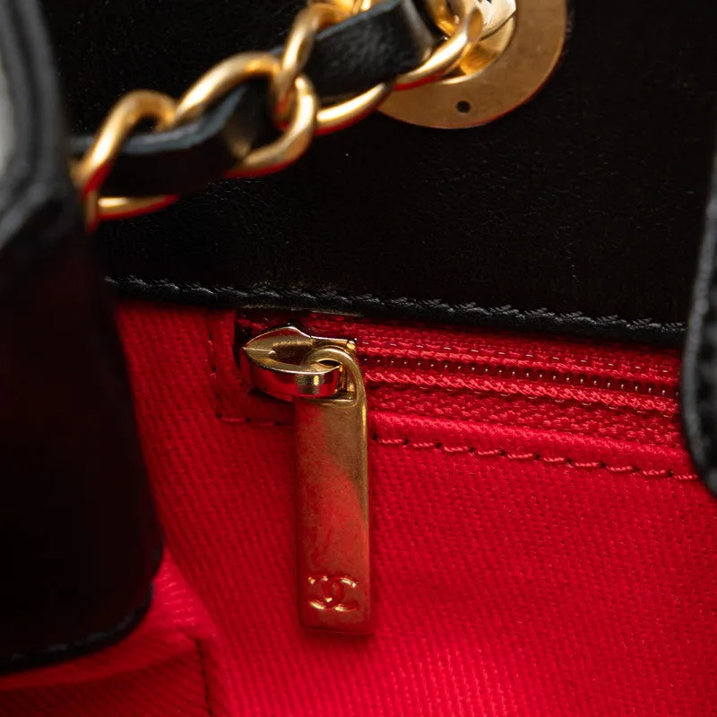 Chanel Coco Stitch Chain Shoulder Bag Black Red   Chanel